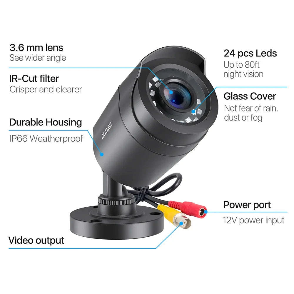 ZOSI 1080P Wired CCTV Security Camera with 80ft Night Vision-White / 1080p / spain