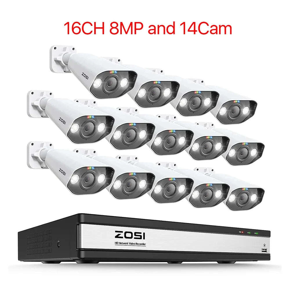 ZOSI 16-Channel 8MP PoE Security Camera System with 4TB HDD-16CH 5MP and 12 Cam / Poland / 4T