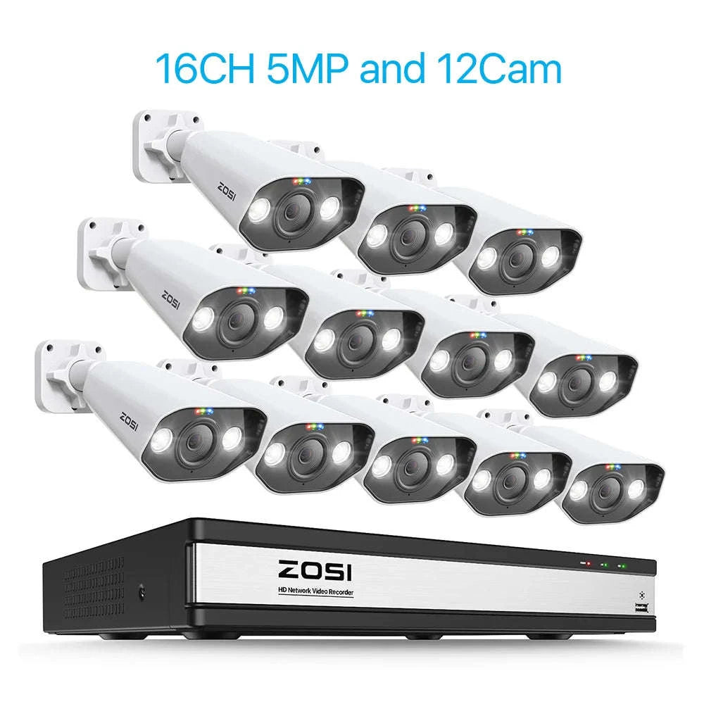 ZOSI 16-Channel 8MP PoE Security Camera System with 4TB HDD-16CH 5MP and 12 Cam / Poland / 4T