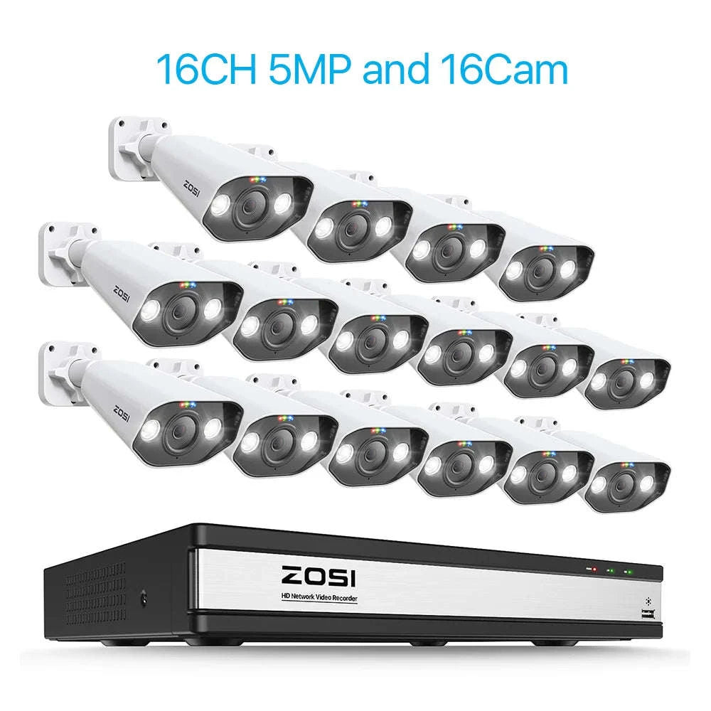 ZOSI 16-Channel 8MP PoE Security Camera System with 4TB HDD-16CH 5MP and 12 Cam / Poland / 4T