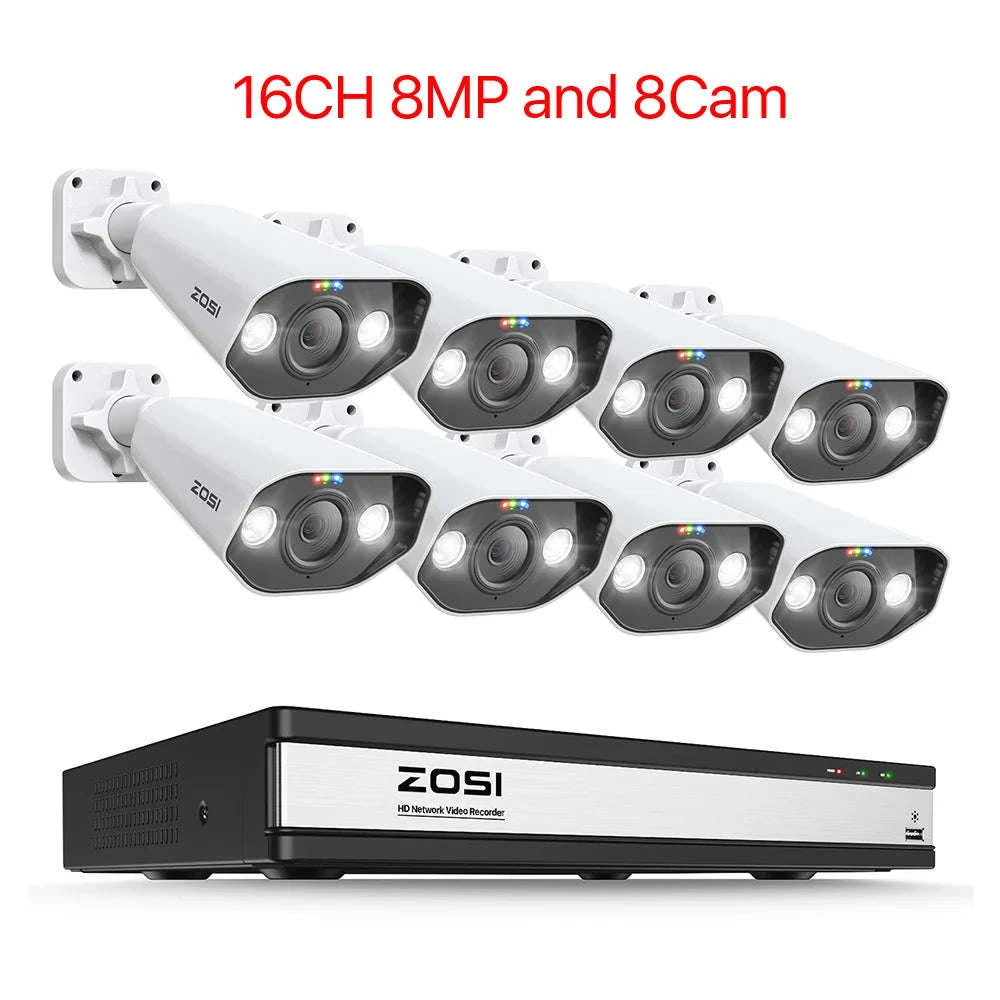 ZOSI 16-Channel 8MP PoE Security Camera System with 4TB HDD-16CH 5MP and 12 Cam / Poland / 4T