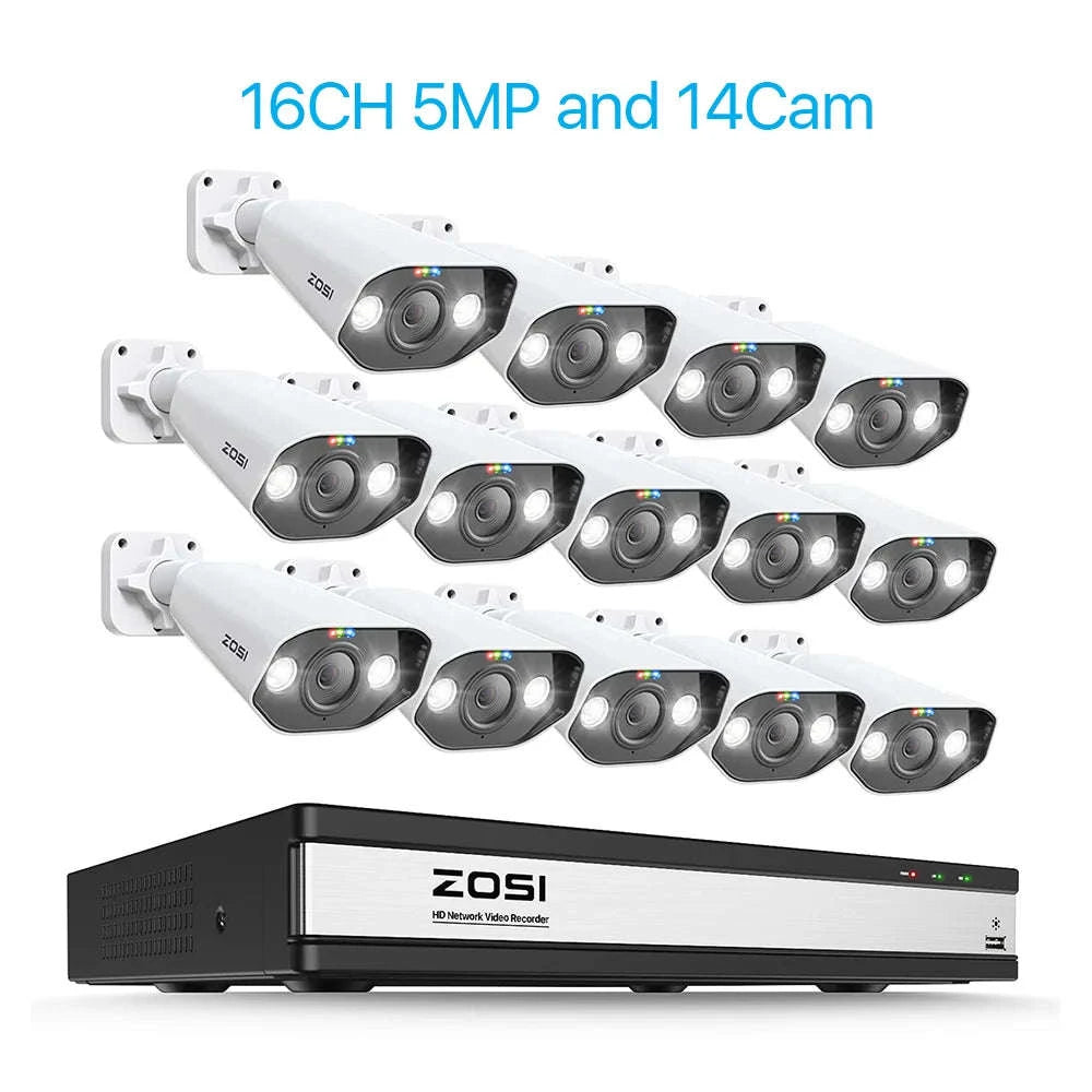 ZOSI 16-Channel 8MP PoE Security Camera System with 4TB HDD-16CH 5MP and 12 Cam / Poland / 4T