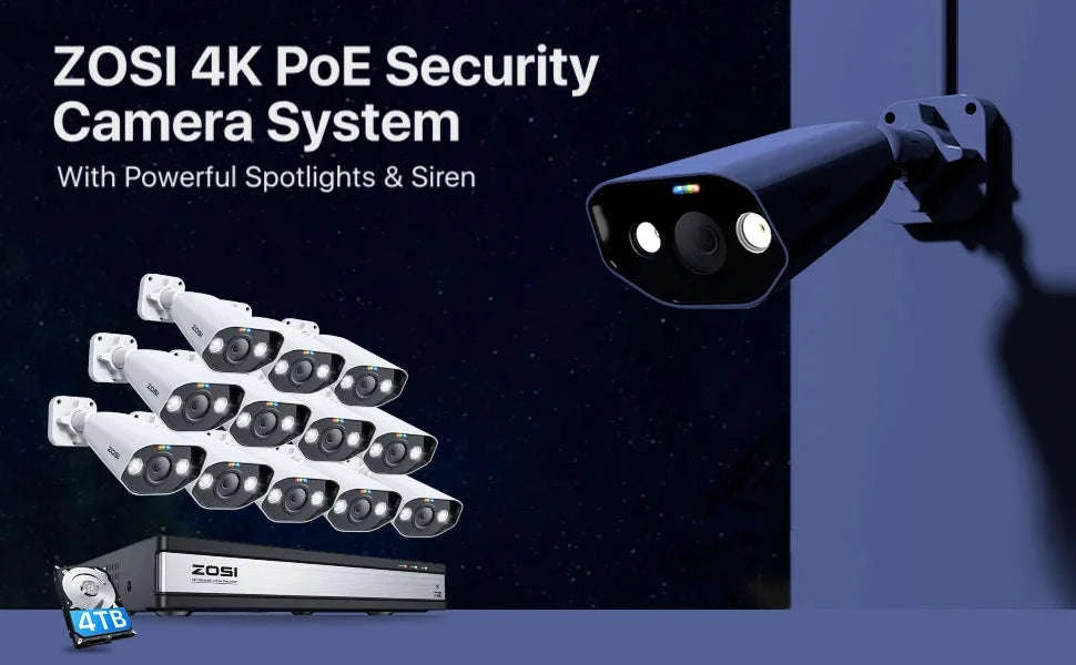 ZOSI 16-Channel 8MP PoE Security Camera System with 4TB HDD-16CH 5MP and 12 Cam / Poland / 4T