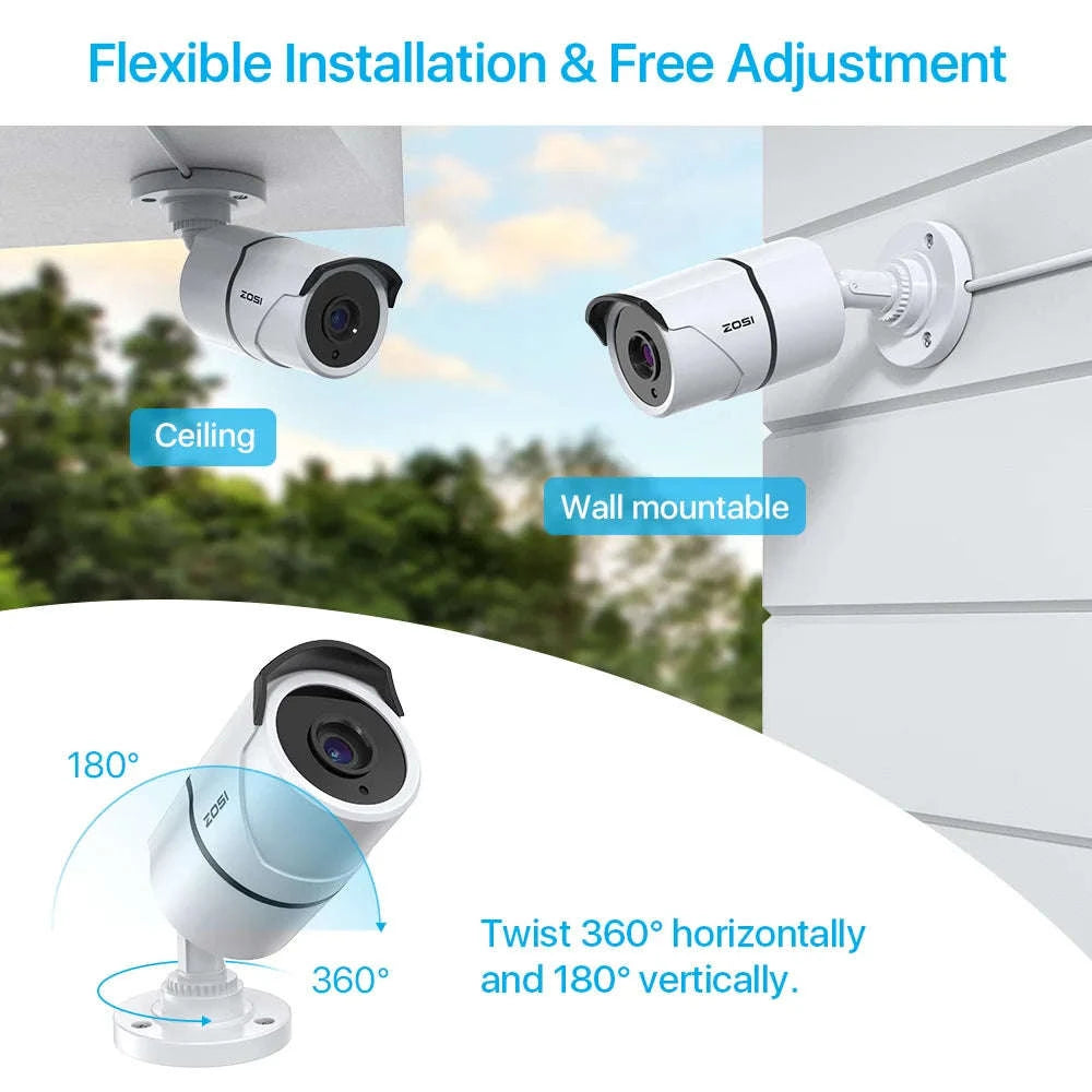 ZOSI 4 Pack 1080P HD-TVI Security Cameras with Audio Recording-white / Poland