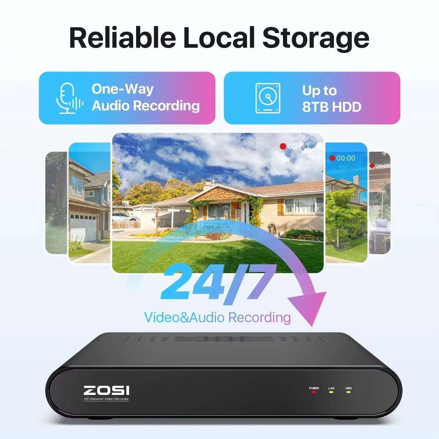 ZOSI 4MP PoE Outdoor Security Camera System with 8CH NVR-8PCS Cameras / spain / 2T