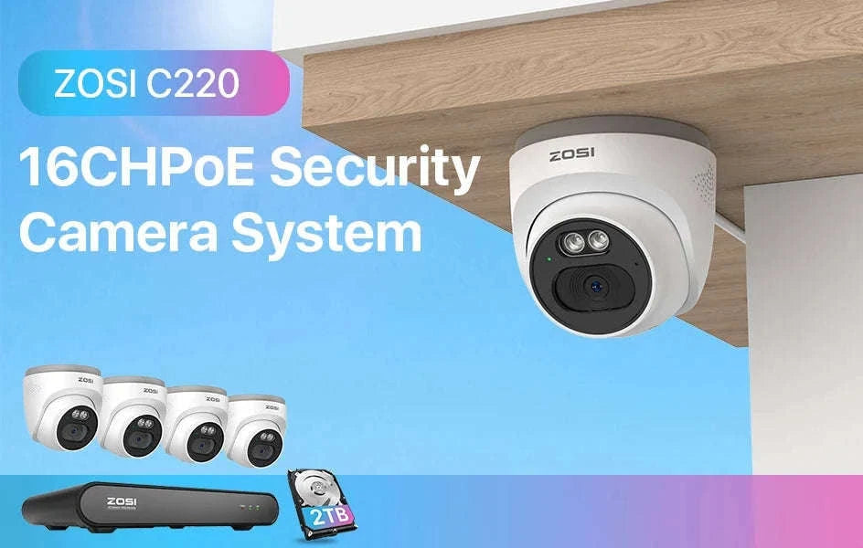 ZOSI 4MP PoE Outdoor Security Camera System with 8CH NVR-8PCS Cameras / spain / 2T