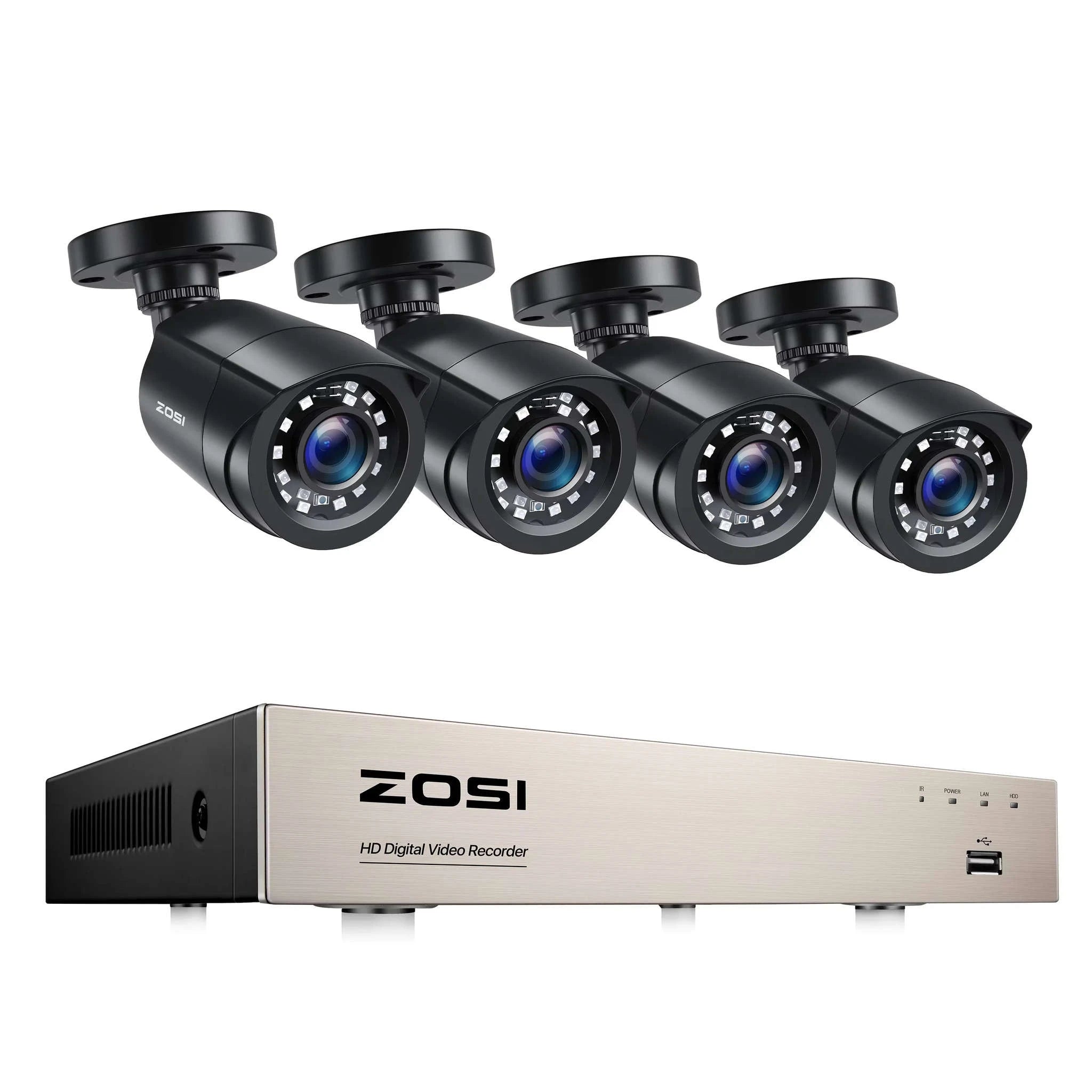 ZOSI 8CH 1080P Wired CCTV Security Camera System with HDD-With 2 Black Cameras / 2T / Russian Federation