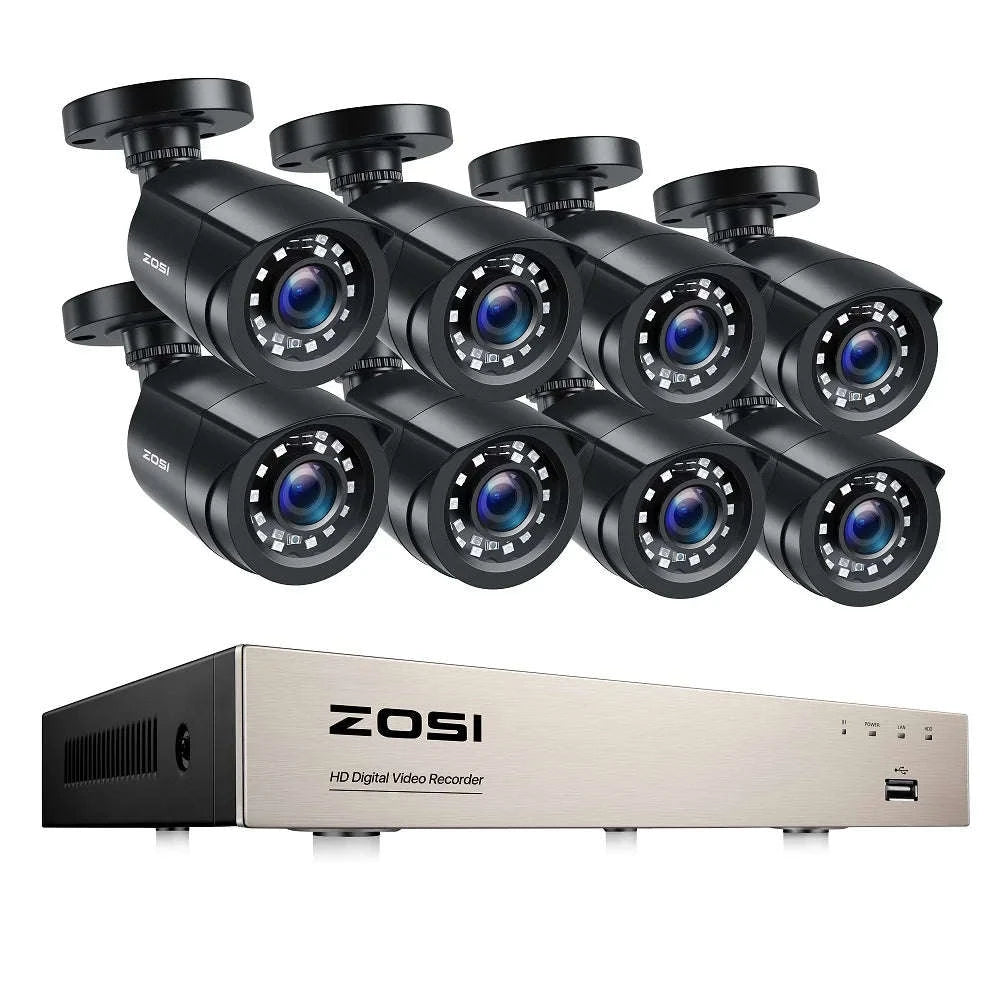 ZOSI 8CH 1080P Wired CCTV Security Camera System with HDD-With 2 Black Cameras / 2T / Russian Federation
