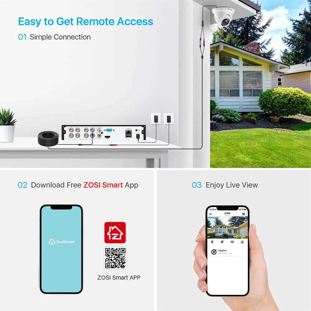 ZOSI 8CH 1080P Wired Security Camera System, 4-Camera Kit-4PCS Cam / 2T / spain