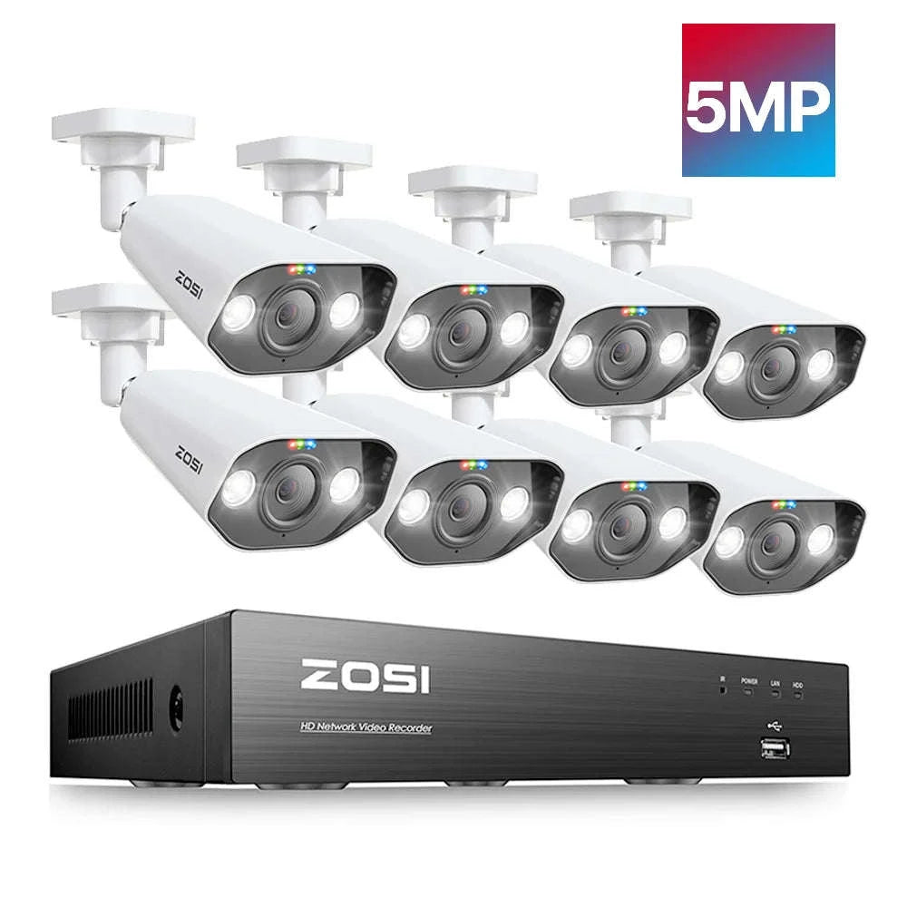 ZOSI 8MP 8CH PoE NVR Security Camera System with Siren and Audio-8CH NVR x 4Cams / Australia / 2T