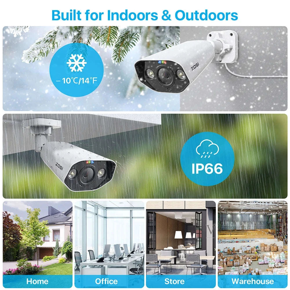 ZOSI 8MP 8CH PoE NVR Security Camera System with Siren and Audio-8CH NVR x 4Cams / Australia / 2T