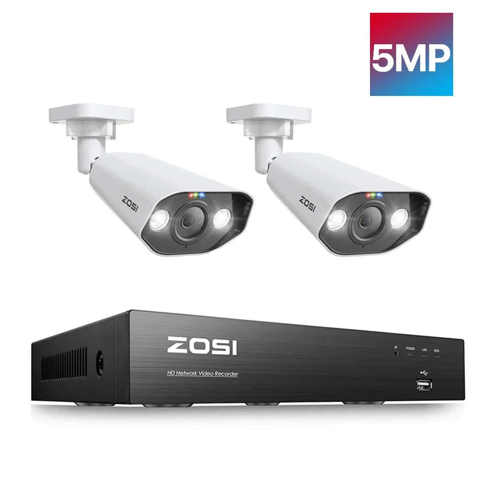ZOSI 8MP 8CH PoE NVR Security Camera System with Siren and Audio-8CH NVR x 4Cams / Australia / 2T