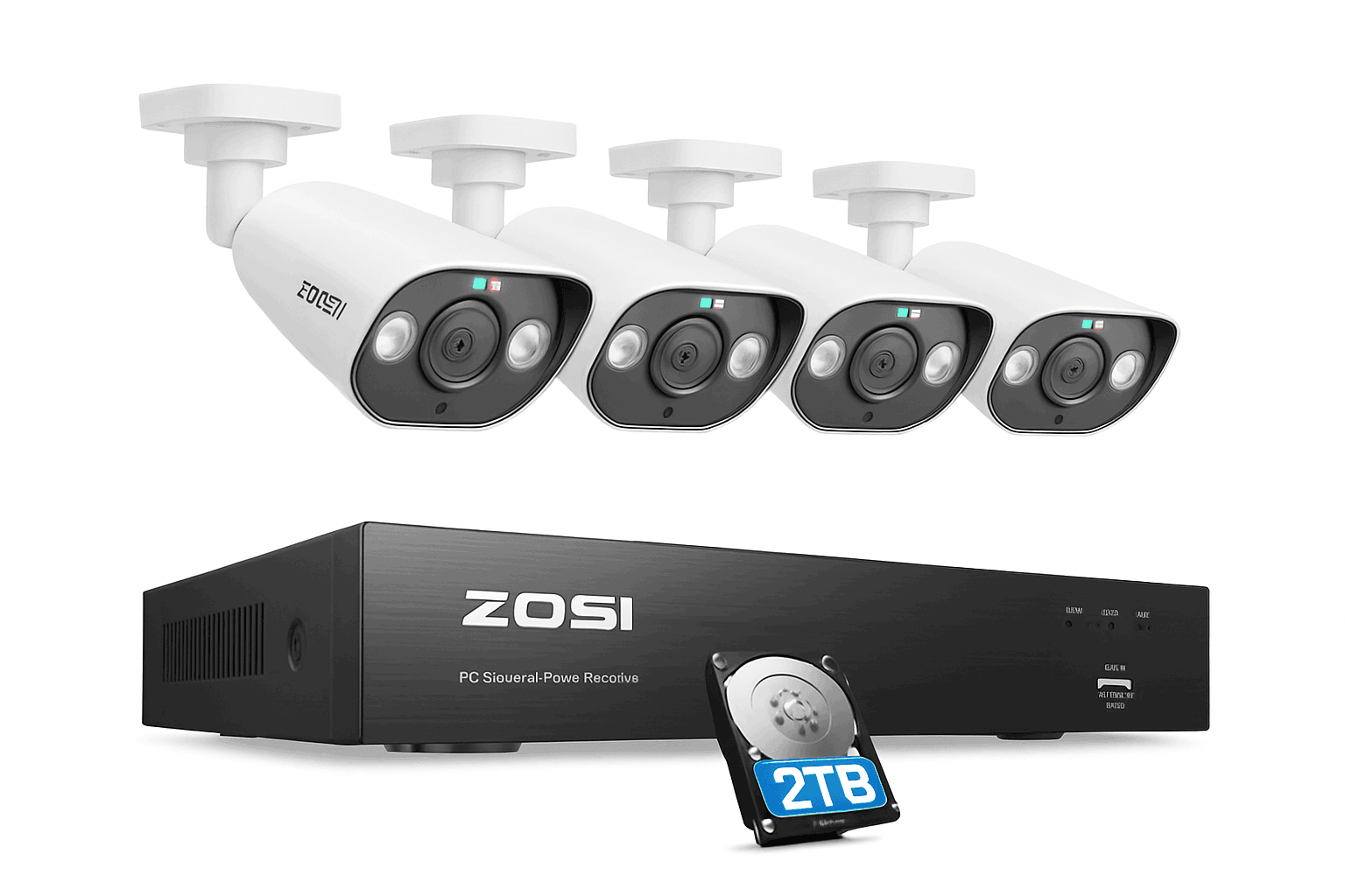 ZOSI 8MP 8CH PoE NVR Security Camera System with Siren and Audio-8CH NVR x 4Cams / Australia / 2T