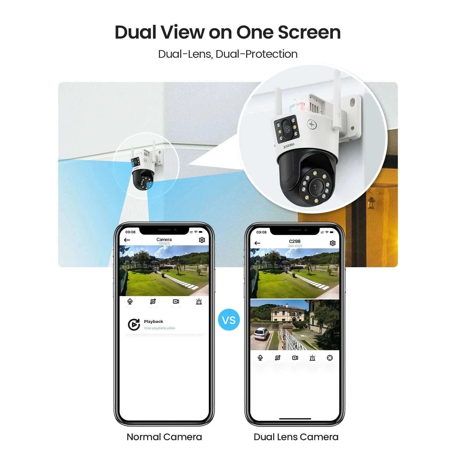 ZOSI 8MP Dual-Lens WiFi PTZ Outdoor Security Camera-C298 Pro and SE / United States