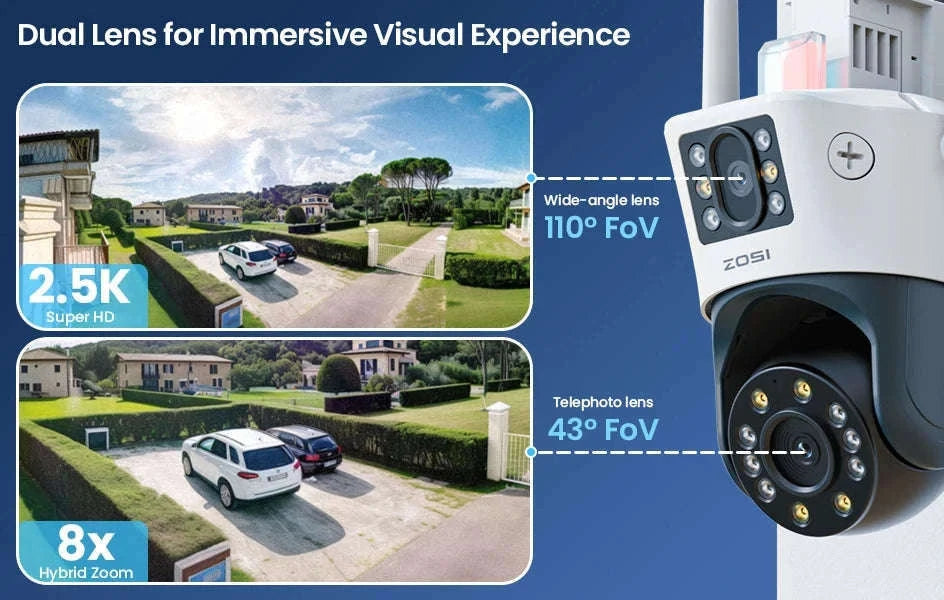 ZOSI 8MP Dual-Lens WiFi PTZ Outdoor Security Camera-C298 Pro and SE / United States