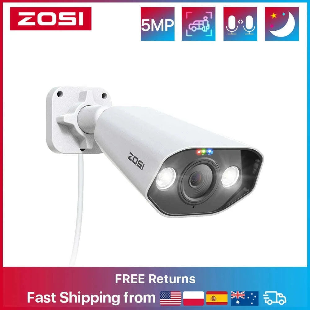 ZOSI 8MP PoE Outdoor Security Camera with Two-Way Audio-5MP / Poland