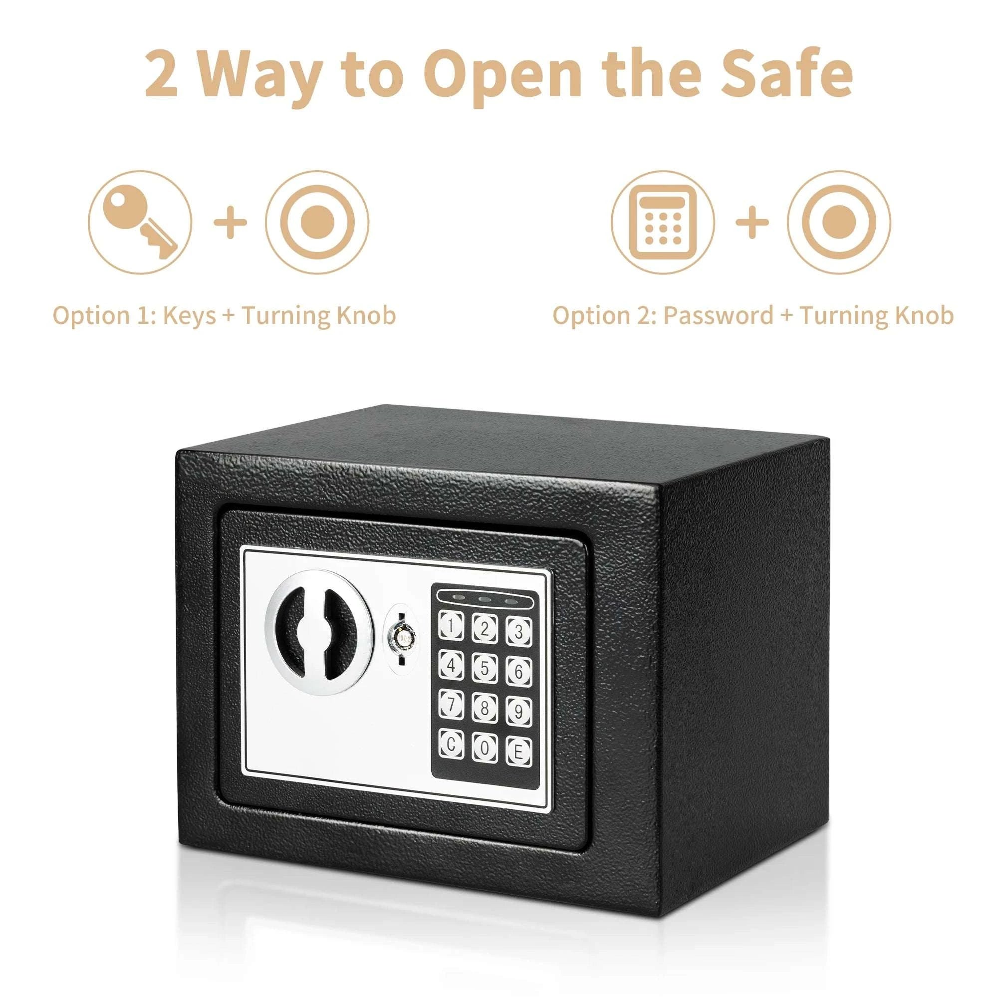 0.2 Cu Ft Electronic Digital Safe Box with Fireproof Money Bag-Black / United States