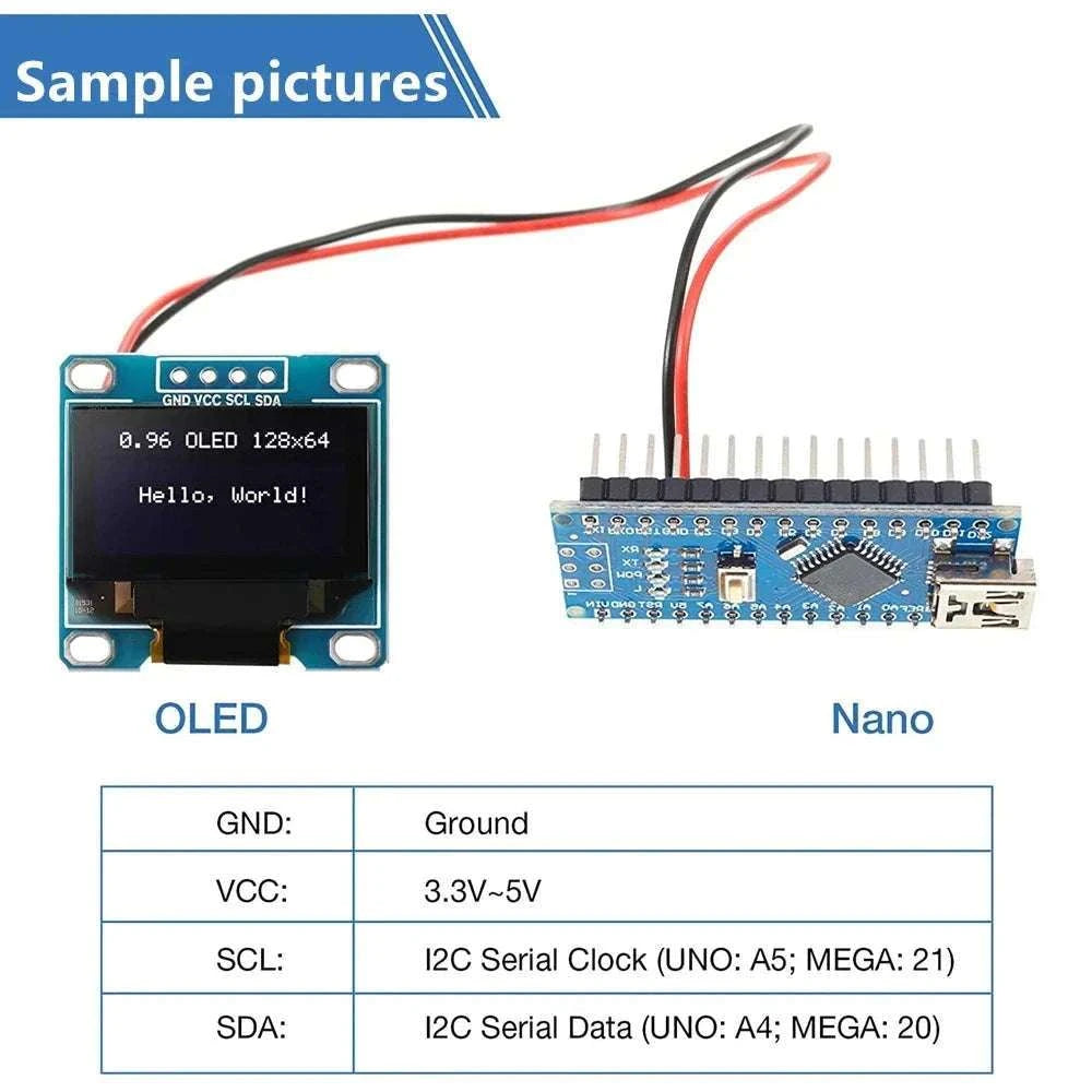 0.96 Inch OLED Display Module 128x64 I2C SSD1306-Yellow Blue 10pcs