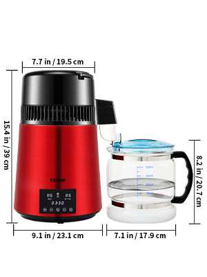 1.1 Gal Water Distiller 750W with Timer & Dual Temp Display-1L per Hour / United States