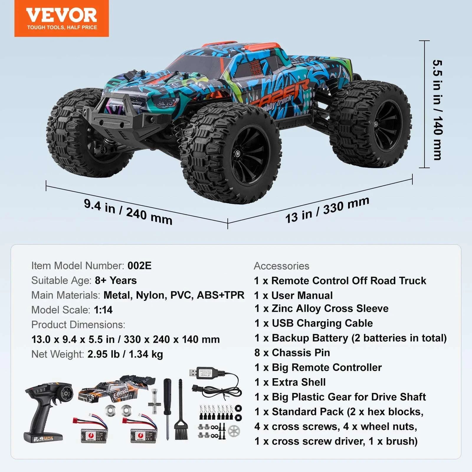 1:14 4WD RC Off-Road Car 42KM/H with Adjustable Speed Control-1PC / United States