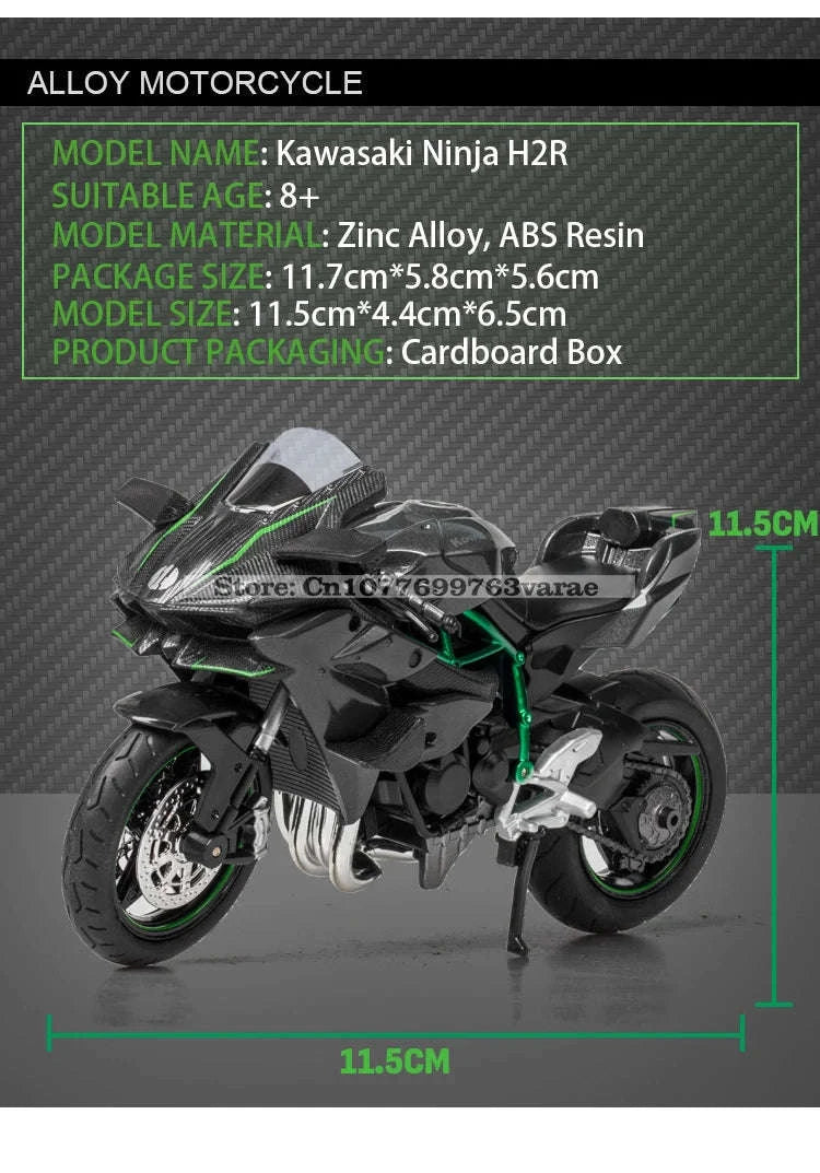 1:18 Kawasaki Ninja H2R Die‑Cast Motorcycle Model-1-18 GSX-R1000