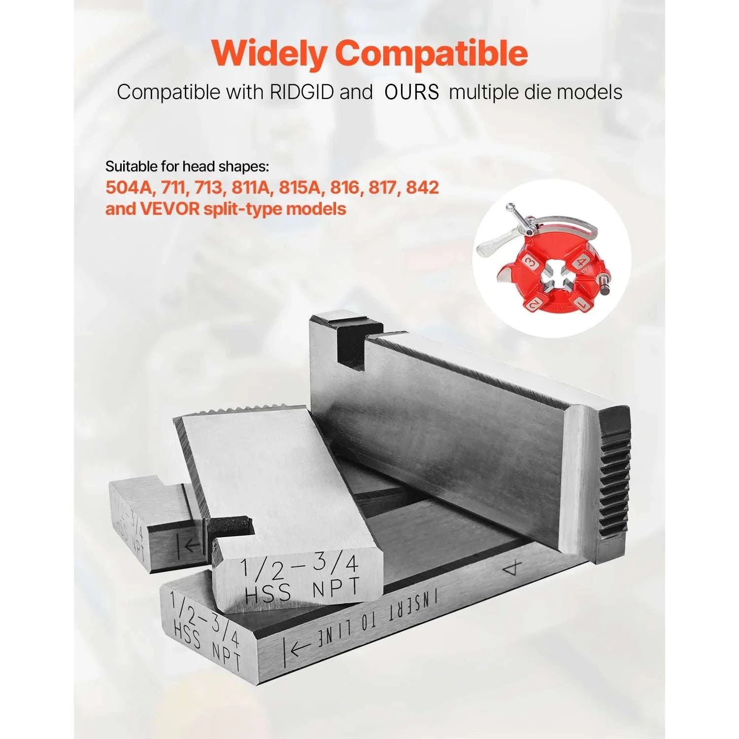 1/2"–3/4" NPT Pipe Threading Dies Set (4pcs) for RIDGID Heads-0.5 inch - 0.75 in / United States