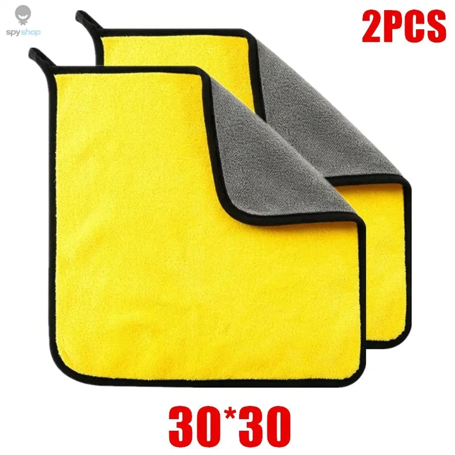 1/2/6pcs Microfiber Cleaning Towel Thicken Soft Drying Cloth Car Body Washing Towels Double Layer Clean Rags Car Accessories Spy-shop.com