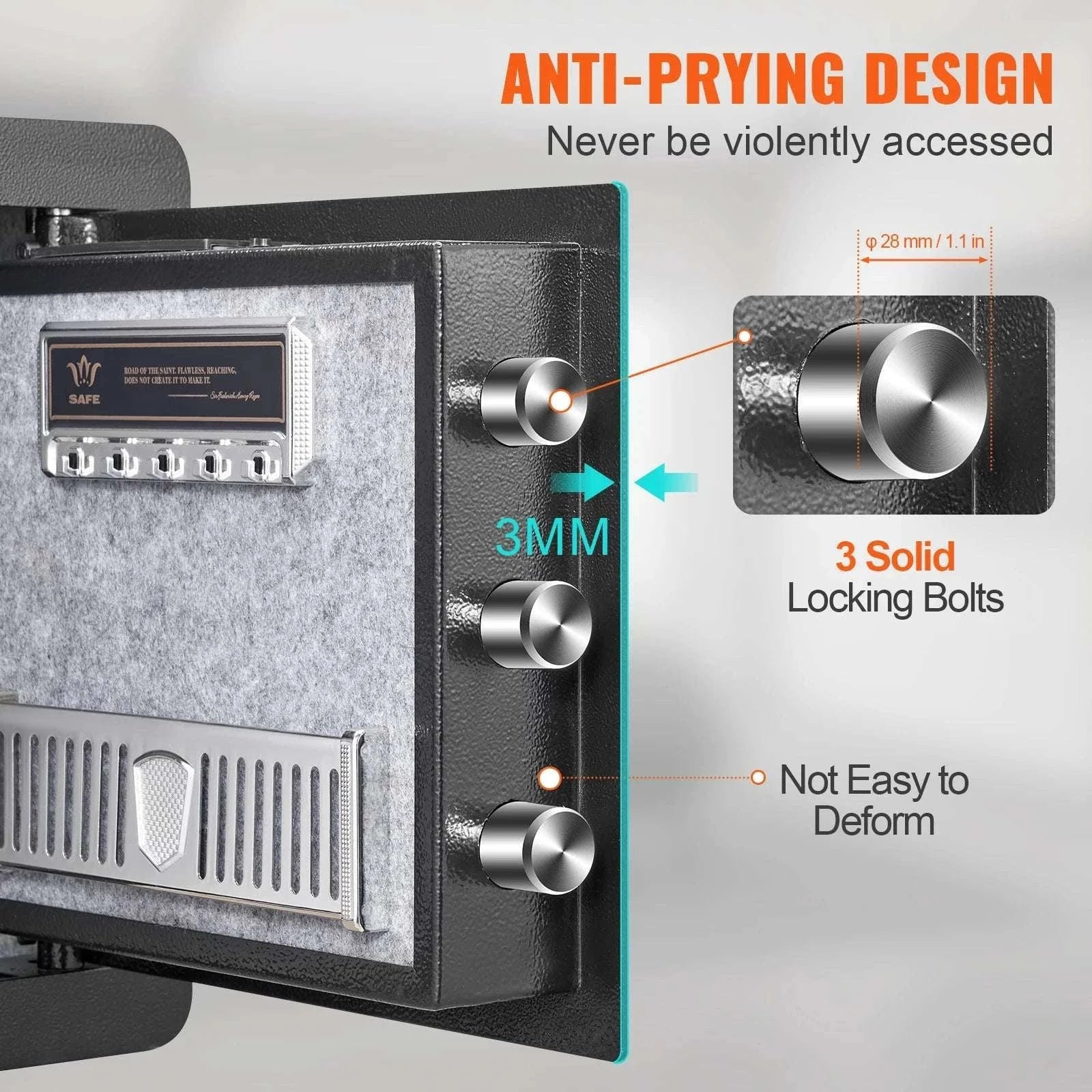 1.2 Cubic Feet Digital Safe Box with Key & Alarm Security-1.2 Cubbic Fit / United States