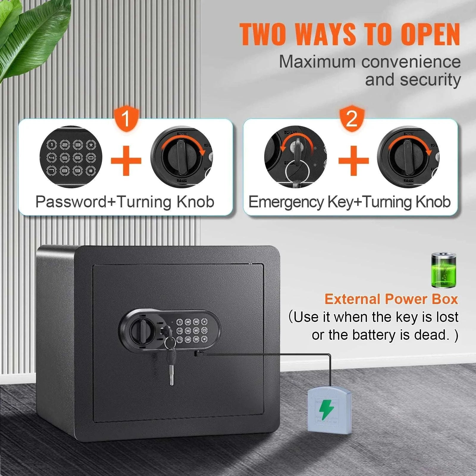 1.2 Cubic Feet Digital Safe Box with Key & Alarm Security-1.2 Cubbic Fit / United States