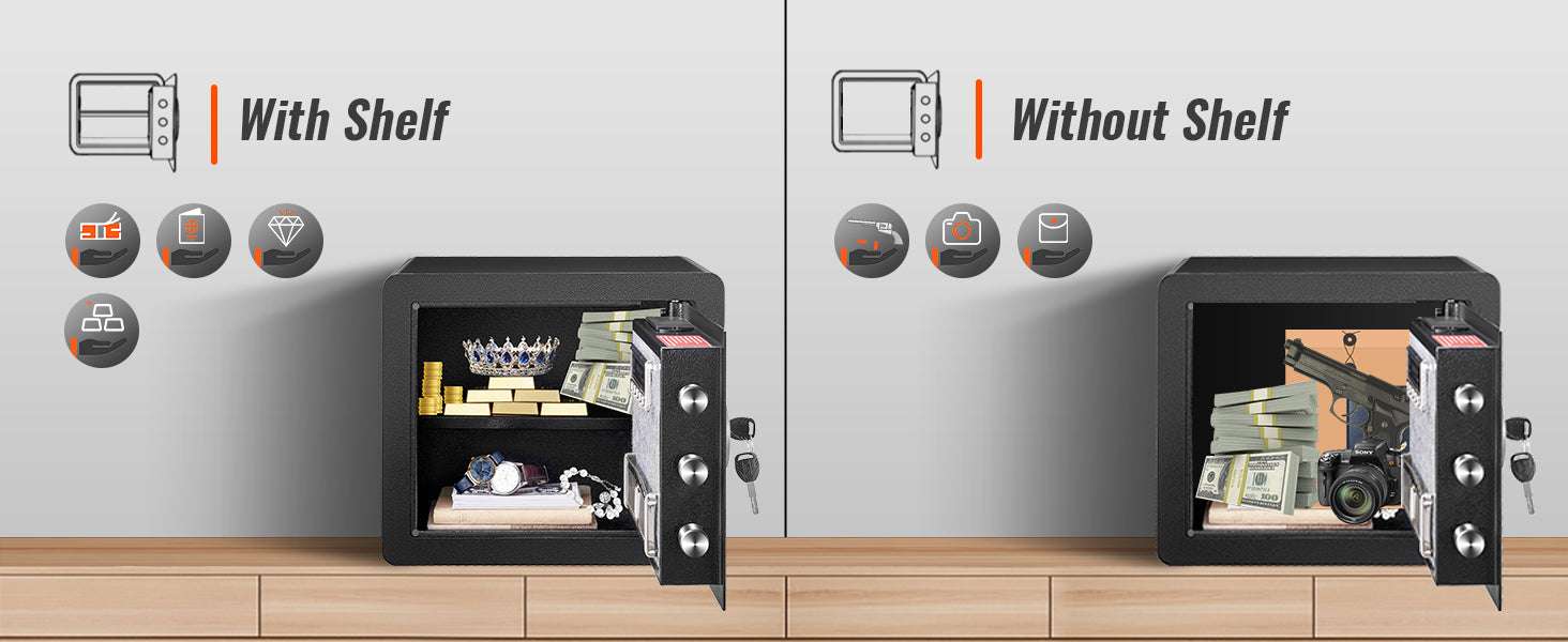 1.2 Cubic Feet Digital Safe Box with Key & Alarm Security-1.2 Cubbic Fit / United States