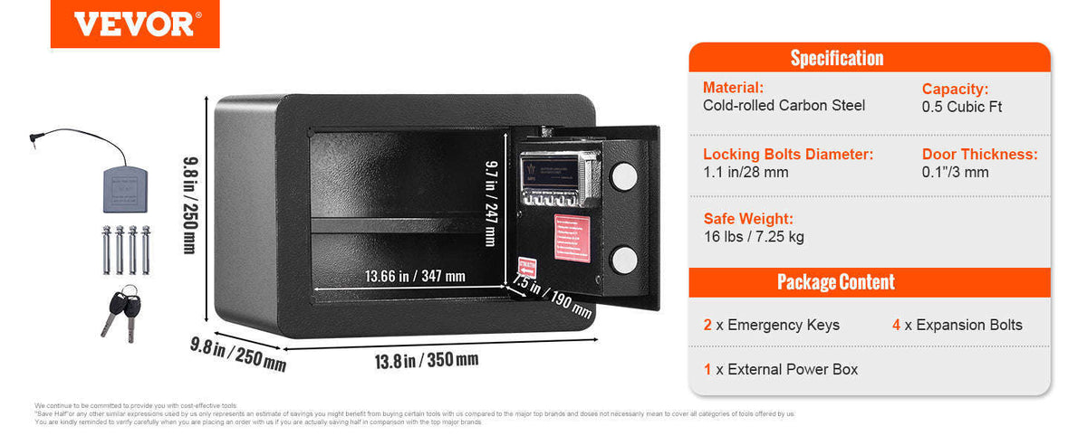 1.2 Cubic Feet Electronic Safe Box with Digital Access and Override Keys-1.2 Cubbic Fit / Poland