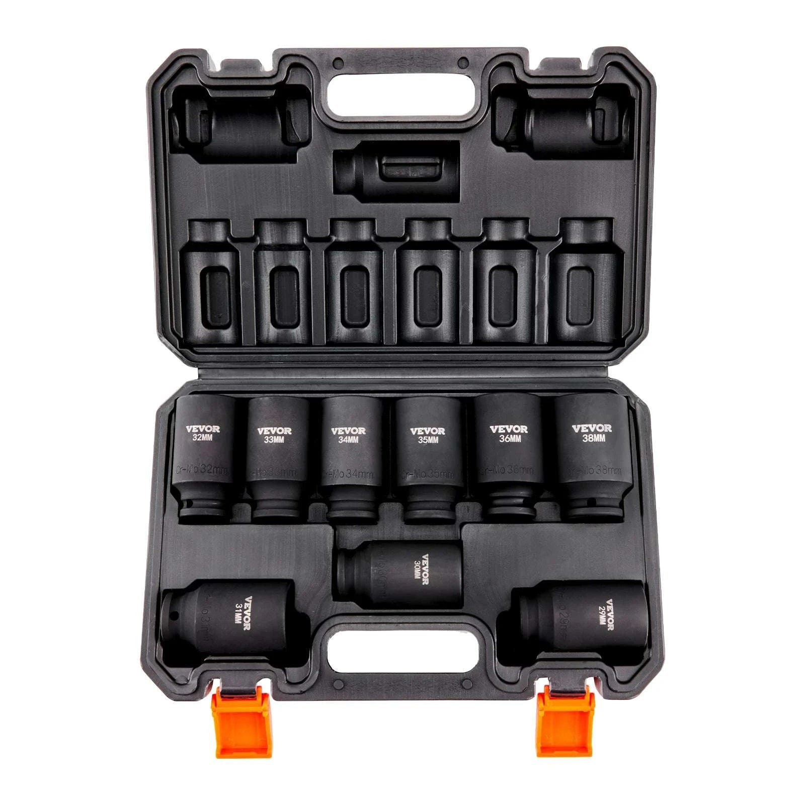 1/2" Drive Deep Impact Socket Set Metric 9-Piece Cr-Mo Steel-9pcs / United States