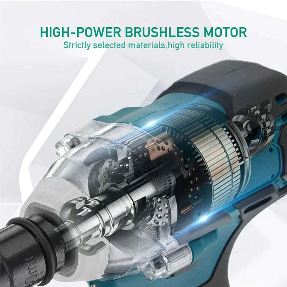 1/2 Inch 520Nm Brushless Cordless Impact Wrench with Toolbox Set-2 Batteries Set / Germany