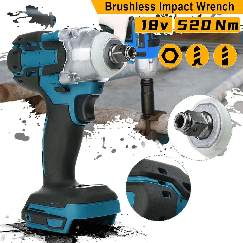 1/2 Inch 520Nm Brushless Cordless Impact Wrench with Toolbox Set-2 Batteries Set / Germany