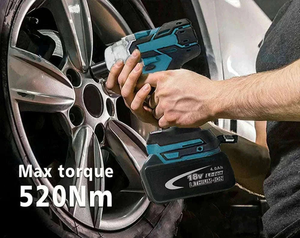 1/2 Inch 520Nm Brushless Cordless Impact Wrench with Toolbox Set-2 Batteries Set / Germany
