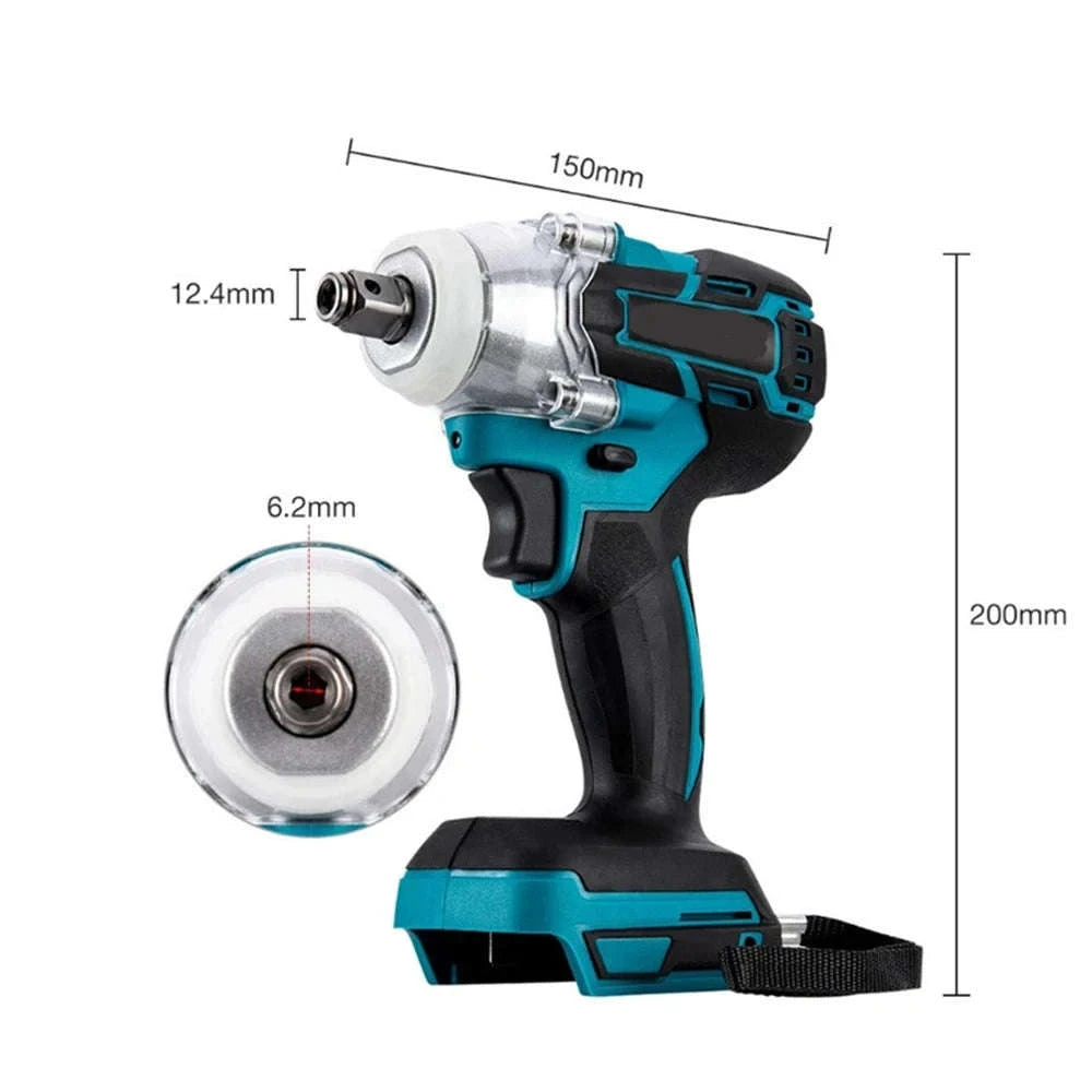1/2 Inch 520Nm Brushless Cordless Impact Wrench with Toolbox Set-2 Batteries Set / Germany