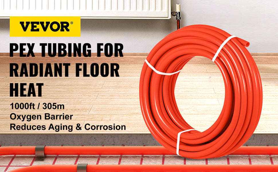 1/2 Inch x 1000 ft Oxygen Barrier PEX Tube for Radiant Floor Heating and Hot/Cold Water-red / United States