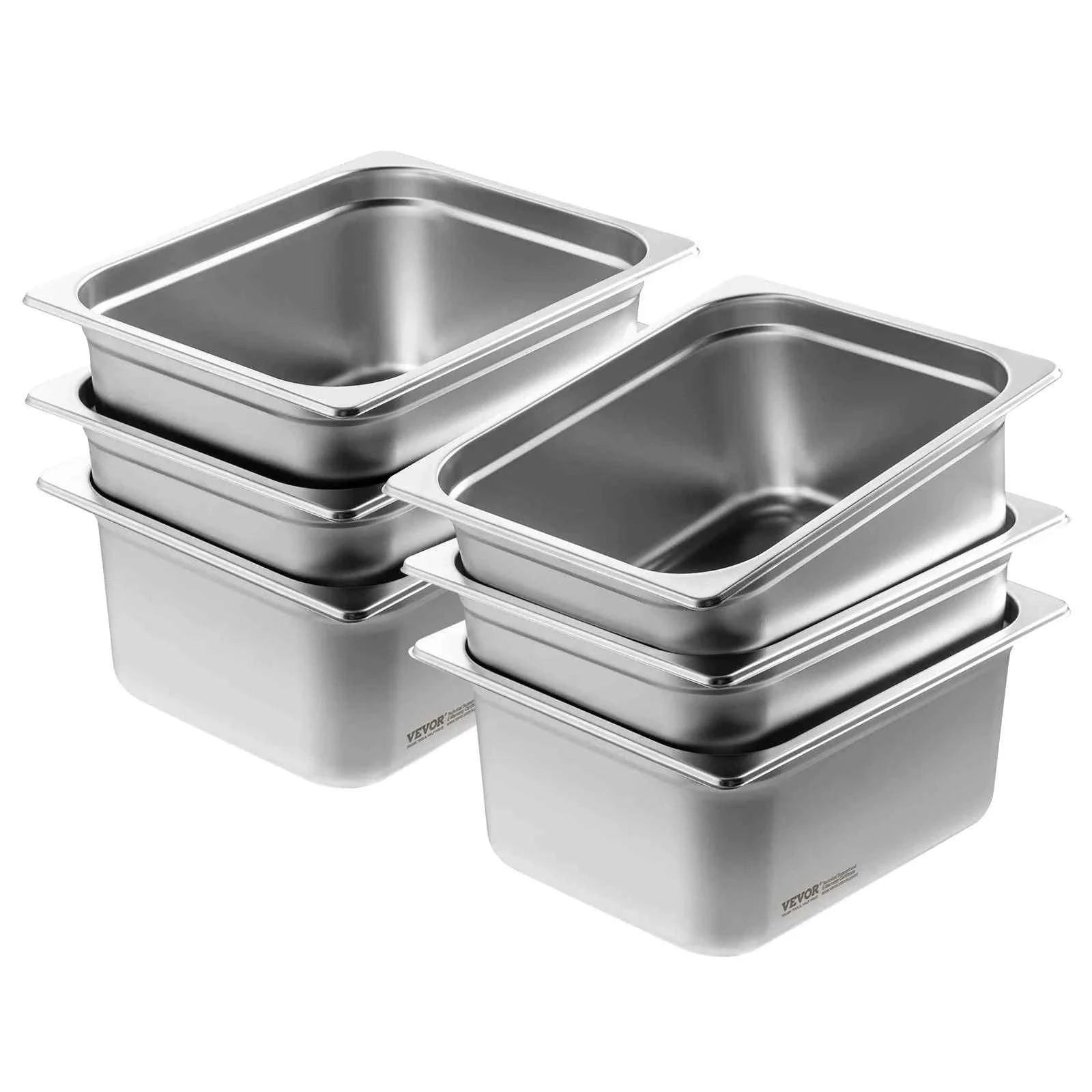 1/2 Size 6-Inch Deep Steam Table Pan Set with Lids, 6 Pack-6pcs 9.8QT / spain