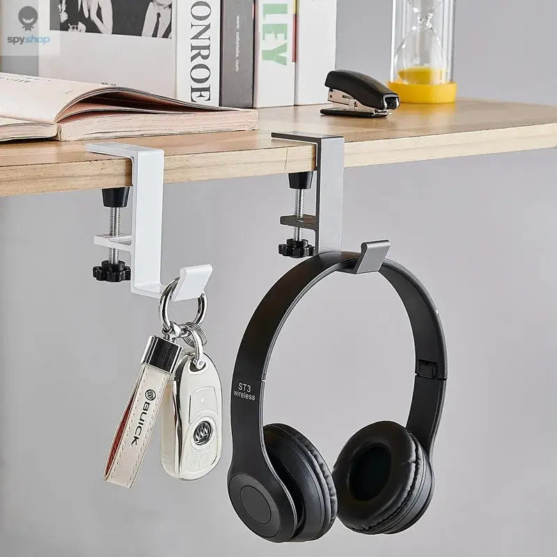 1/2pc Adjustable Desk Edge Hook Gaming Headset Desk Hanger Backpack Storage Hanging Hook Holder Punch-free Home Office Organizer Spy-shop.com
