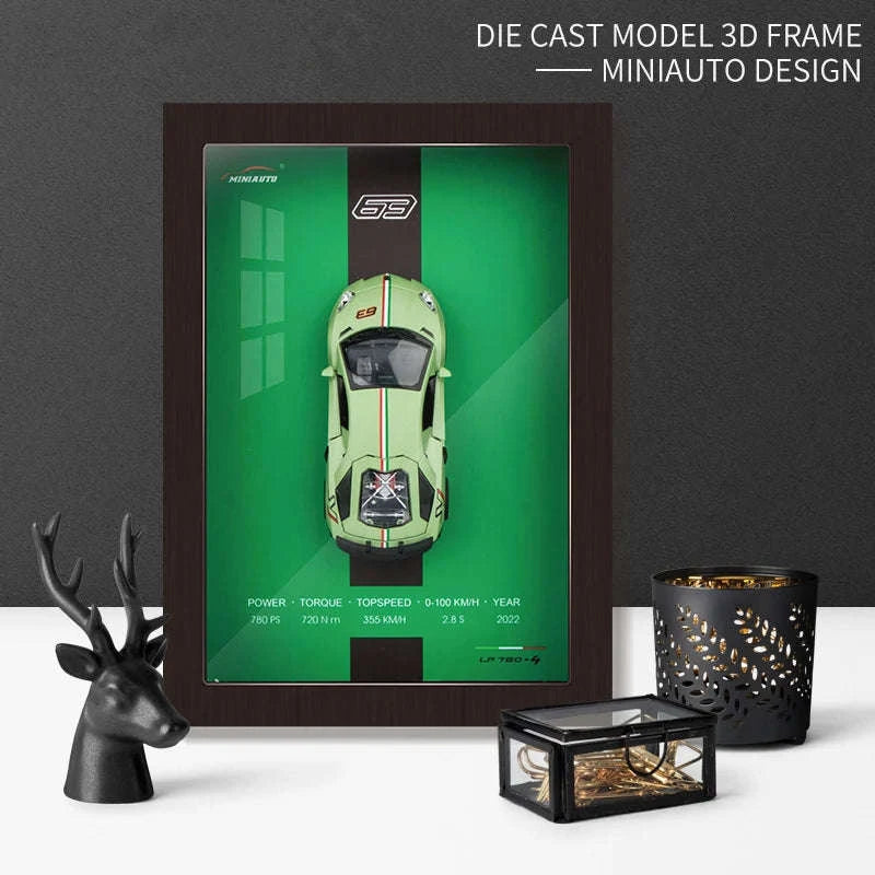 1:32 Diecast Metal Sports Car Frame Wall Decor Model-B1