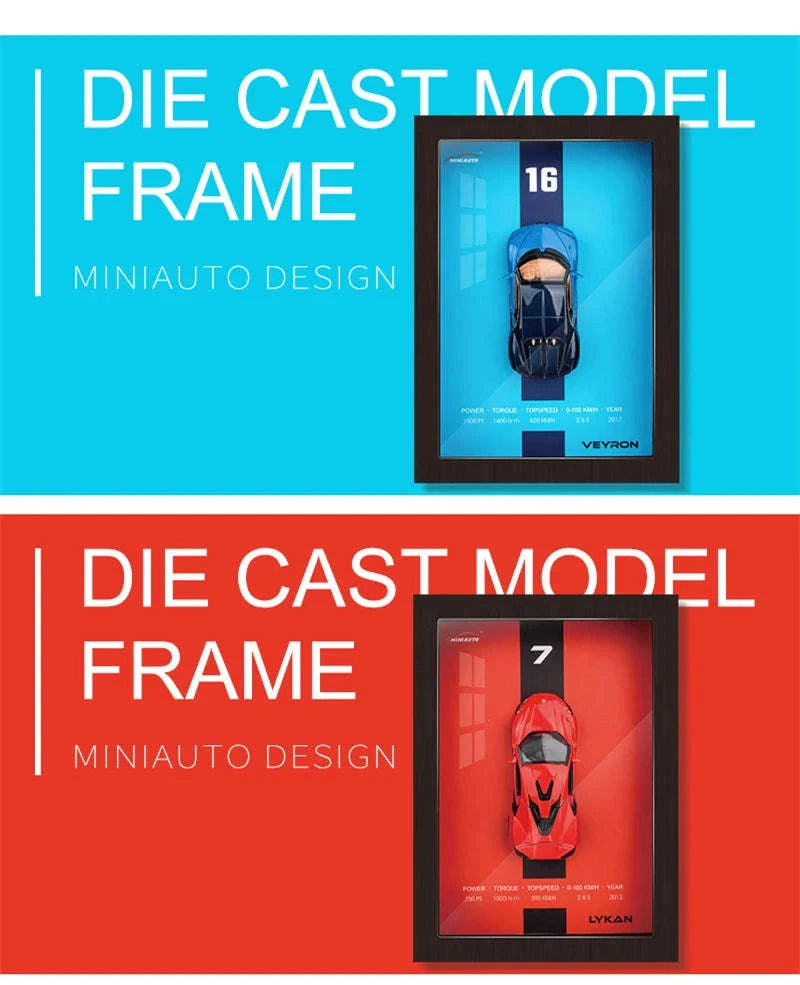 1:32 Diecast Metal Sports Car Frame Wall Decor Model-B1