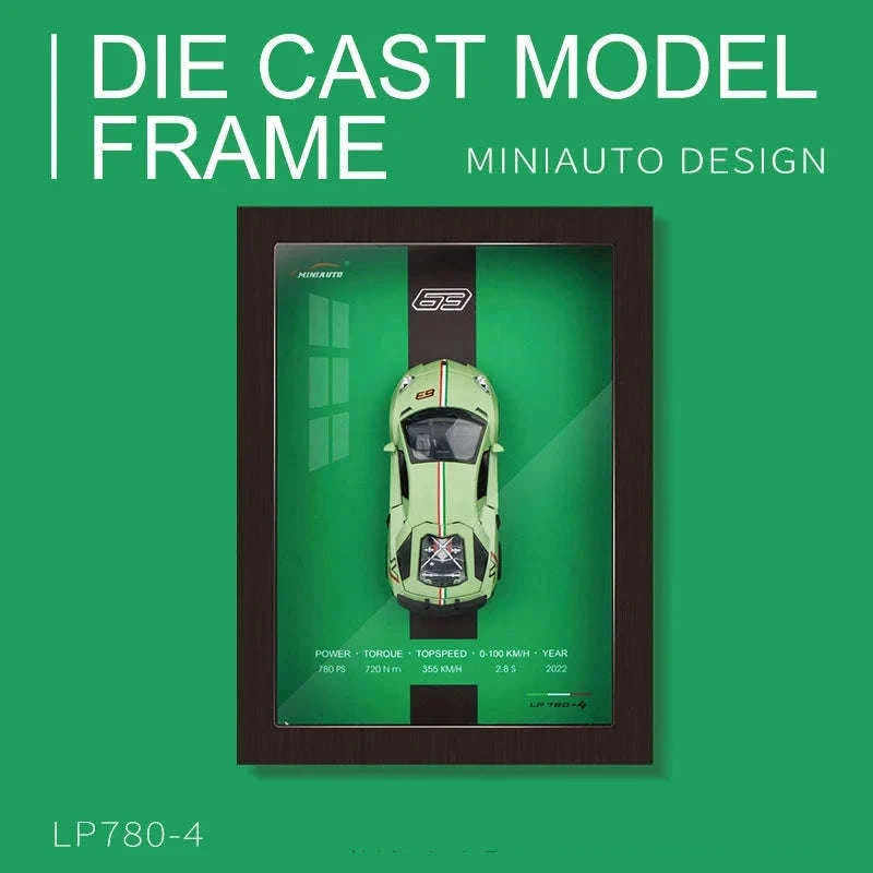 1:32 Diecast Metal Sports Car Frame Wall Decor Model-B1