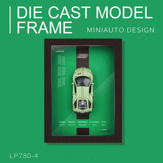 1:32 Diecast Metal Sports Car Frame Wall Decor Model-B1