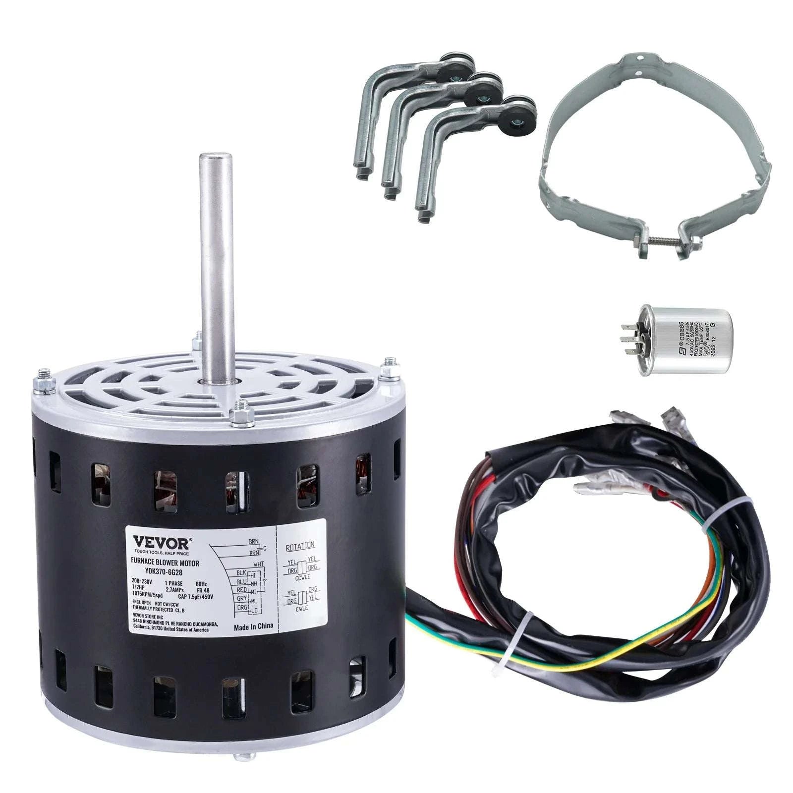 1/3HP Furnace Blower Motor 1075RPM 4-Speed 48 Frame Reversible-United States / 1 3HP 4 Speeds