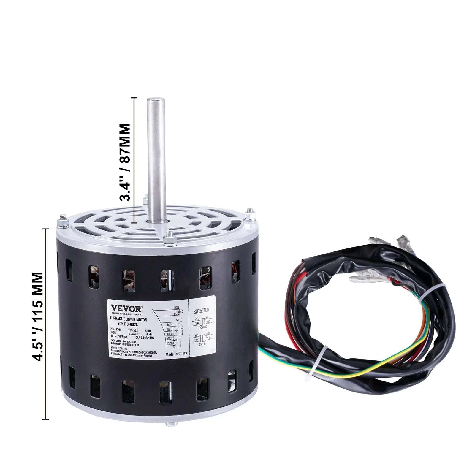 1/3HP Furnace Blower Motor 1075RPM 4-Speed 48 Frame Reversible-United States / 1 3HP 4 Speeds