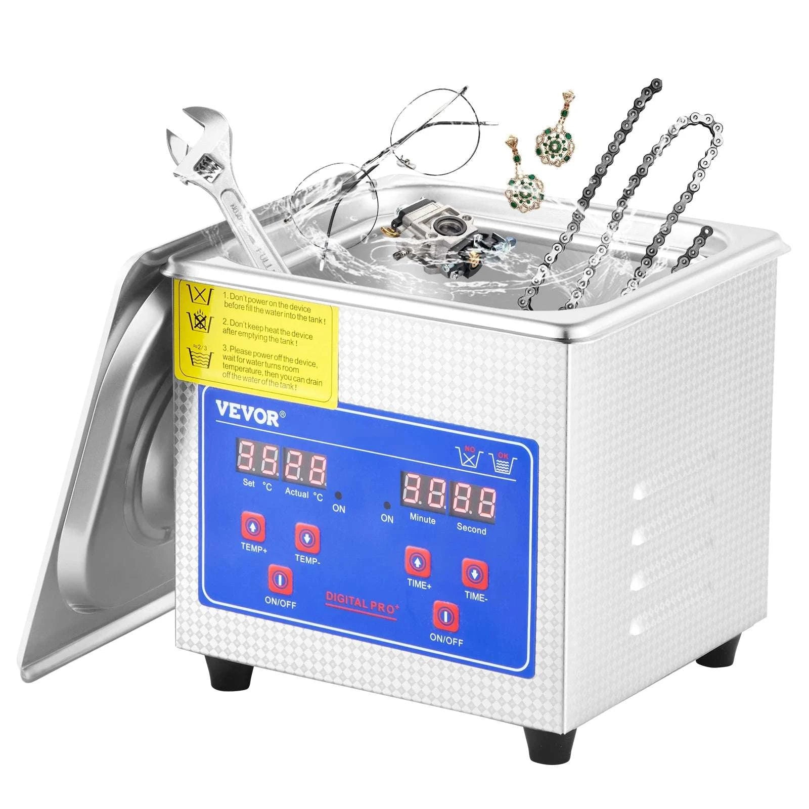 1.3L Ultrasonic Cleaner with Digital Timer for Jewelry & Glasses-1.3L / United States