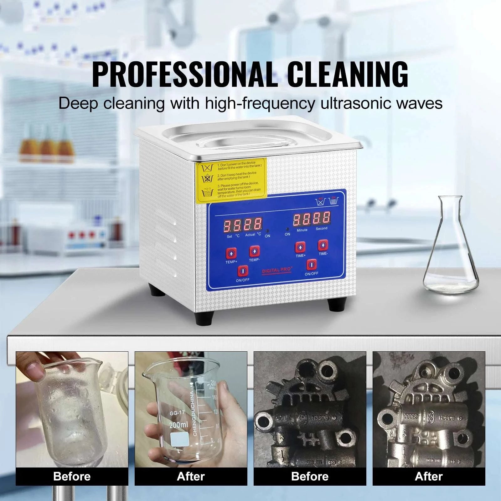 1.3L Ultrasonic Cleaner with Digital Timer for Jewelry & Glasses-1.3L / United States
