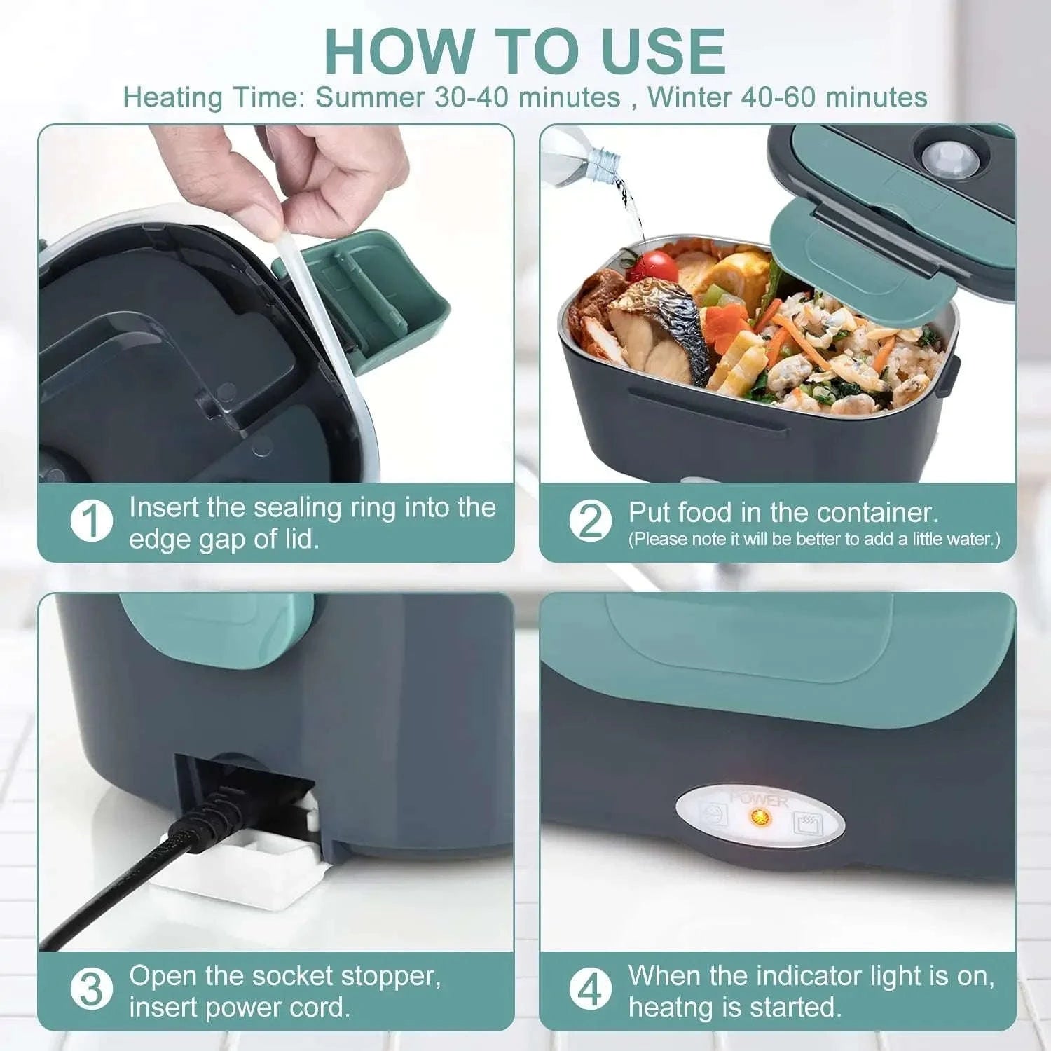 1.5L Electric Lunch Box Food Heater for Car & Home Leak-Proof-US / United States