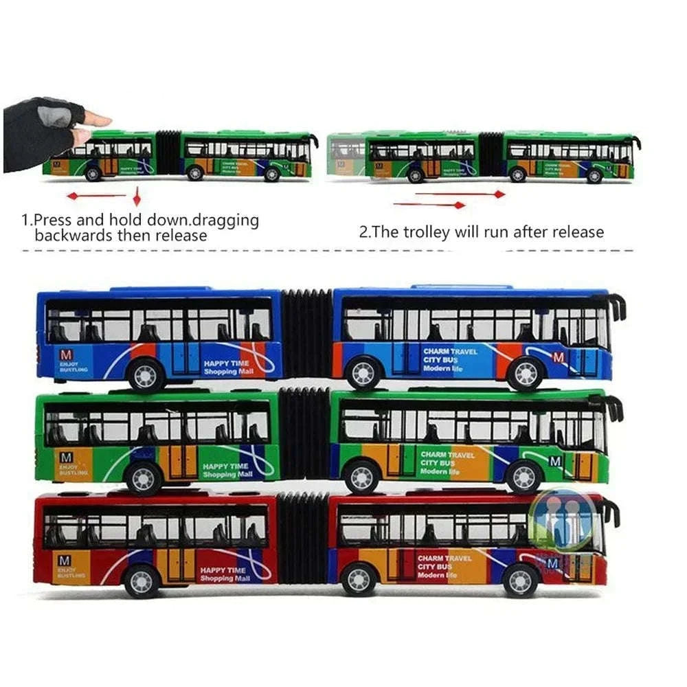 1:64 Alloy City Bus Model Diecast Pull-Back Toy for Kids-green