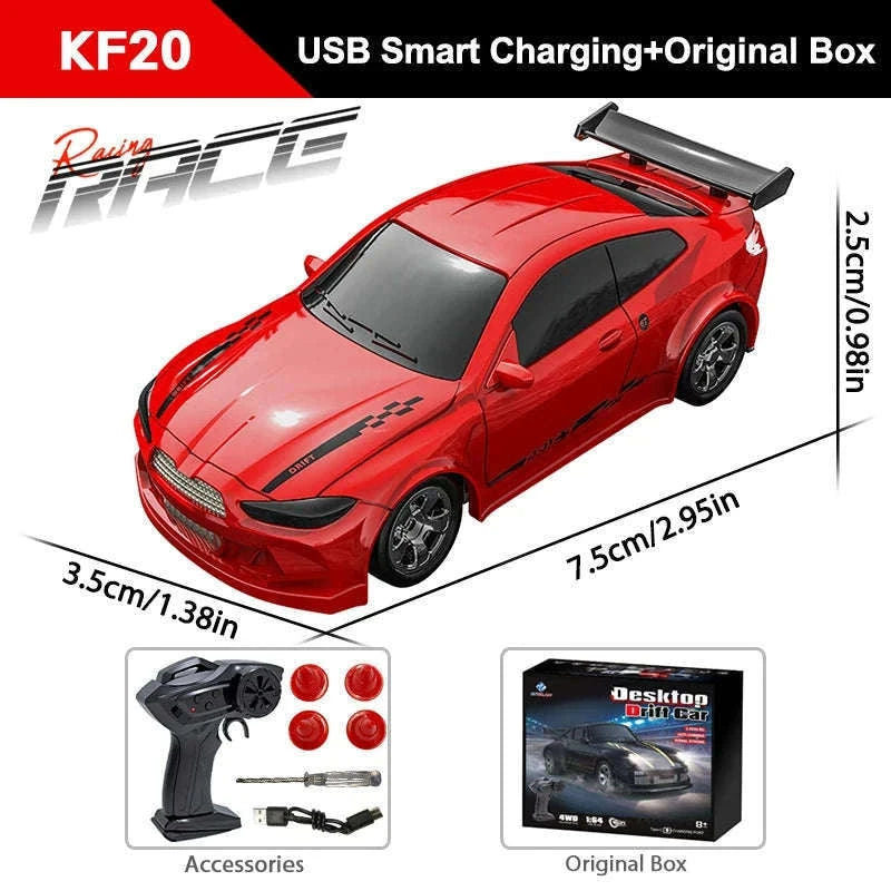 1/64 High Speed Drift RC Car 4WD for Precise Mini Drifts-KF20 Black OB